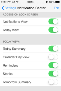 Impostazioni centro notifiche iOS 7