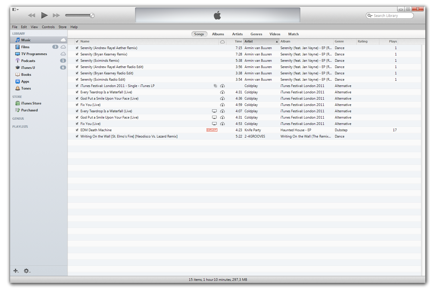 zrzut ekranu iTunes