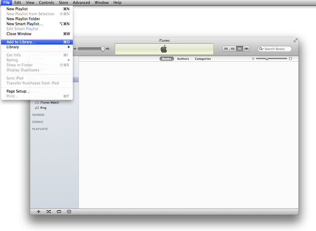 Importieren von Büchern in iTunes