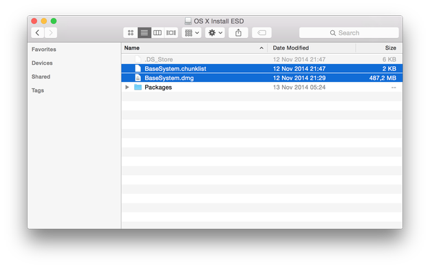 Other Yosemite installation files