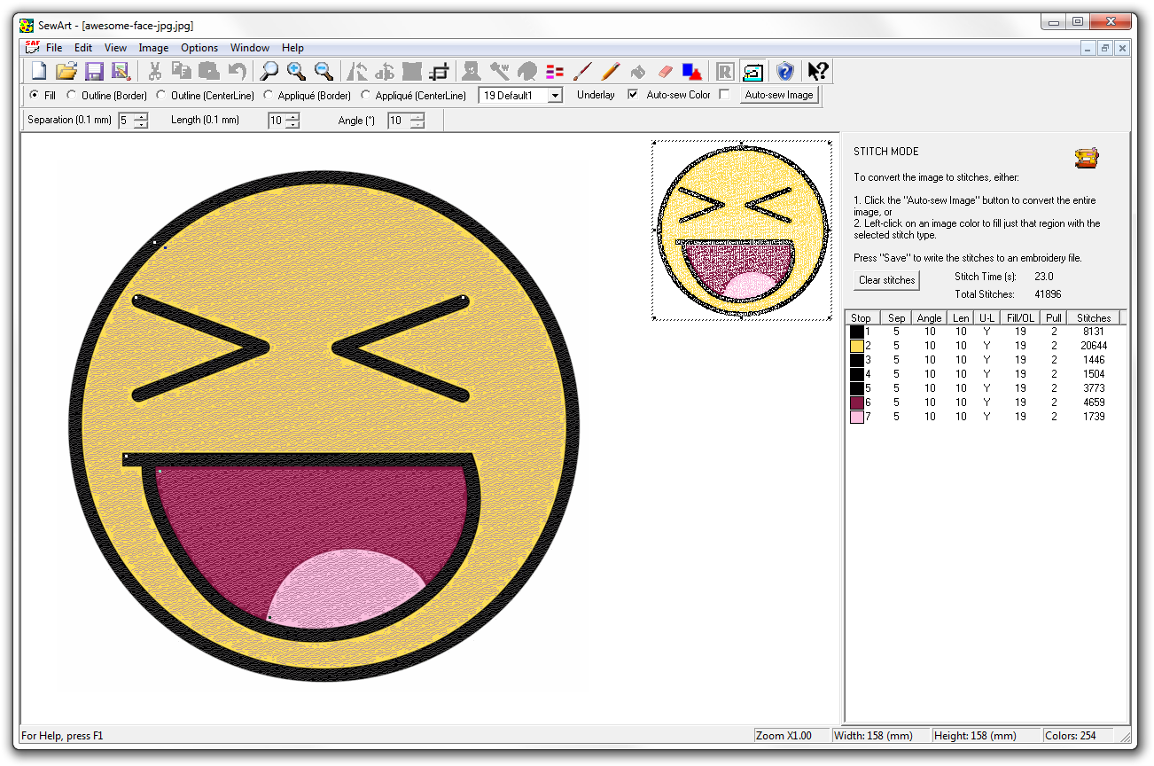 Stickdesign fertig mit SewArt