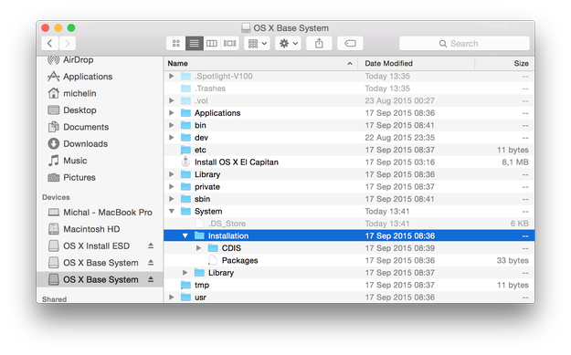 Folder instalacji systemu OS X