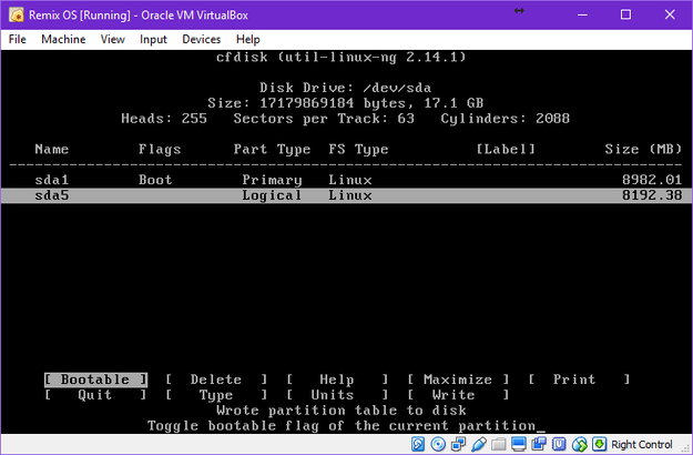 Strumento cfdisk crea partizione swap