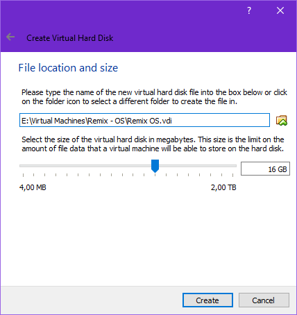 Impostazioni disco rigido virtuale in VirtualBox