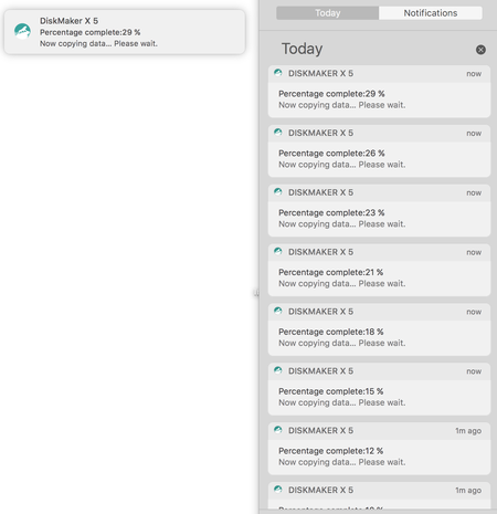 Notifikasi DiskMaker X