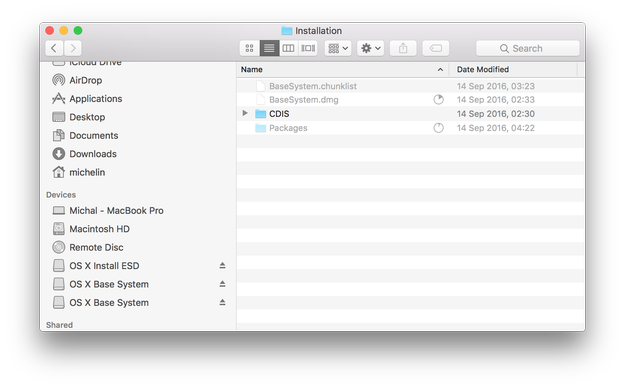 Finder salin paket instalasi dari disk ke usb